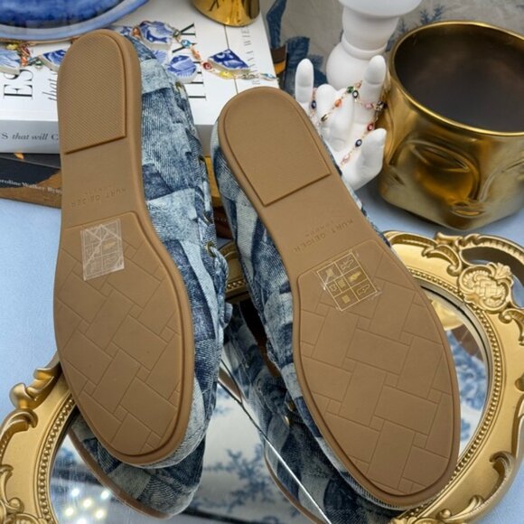 🆕 KURT GEIGER LONDON 🧿 NWOT Eagle Moccasins, Denim Patchwork Sz EU37 US 7 - Picture 14 of 16